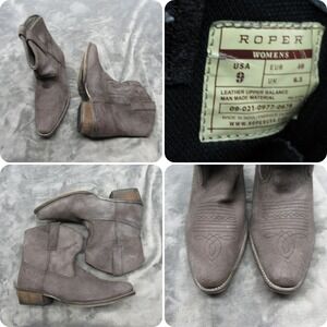 Roper Ankle Boots Womens 9 Light Purple Leather Suede Western Cowboy Pull-On